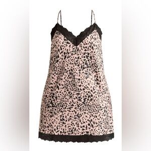Joyspun Satin animal print Lace Trim Chemise. NWT. Size 2X (18W-20W)